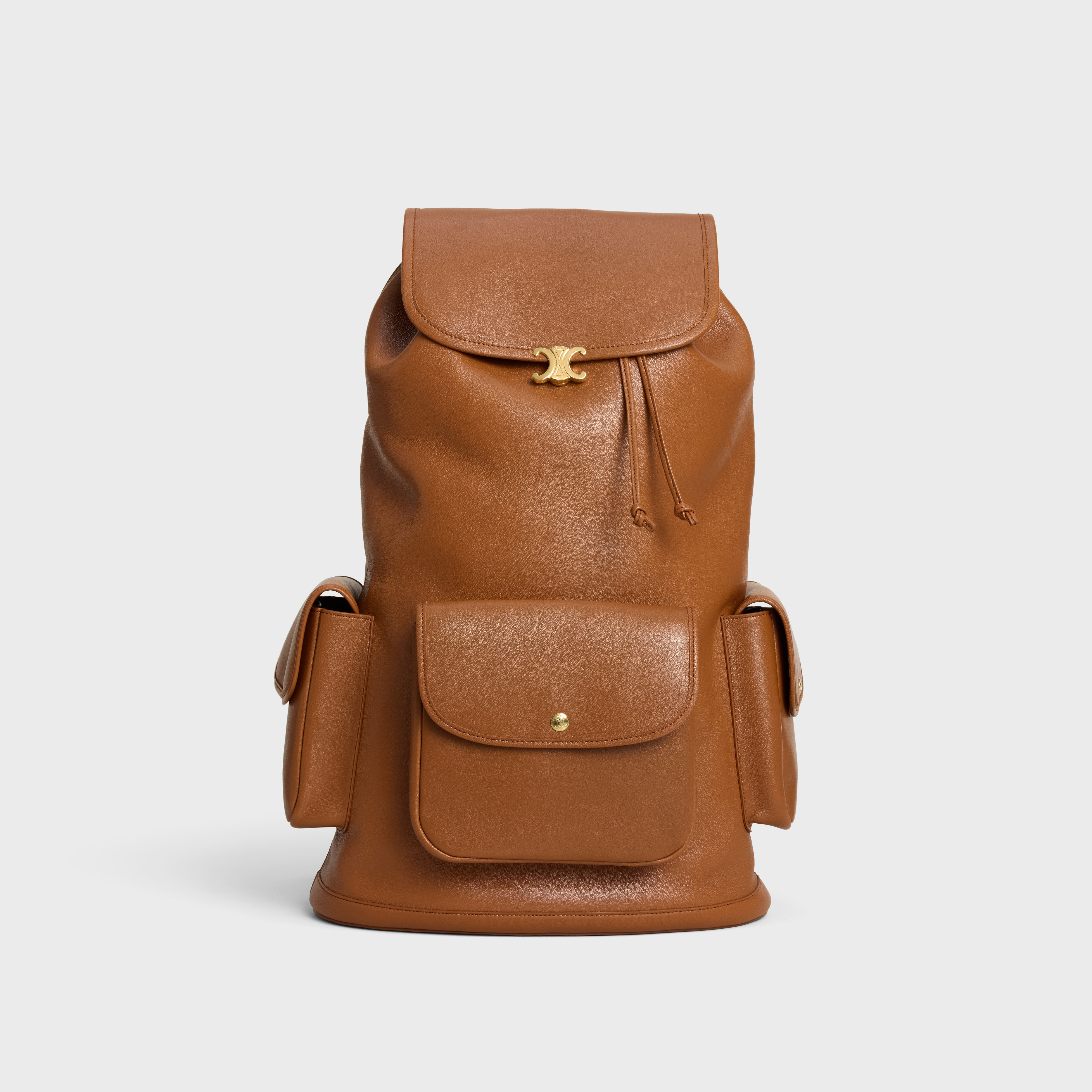 BIG BACKPACK SOFT TRIOMPHE IN SUPPLE SHINY LAMBSKIN - SOFT TAN